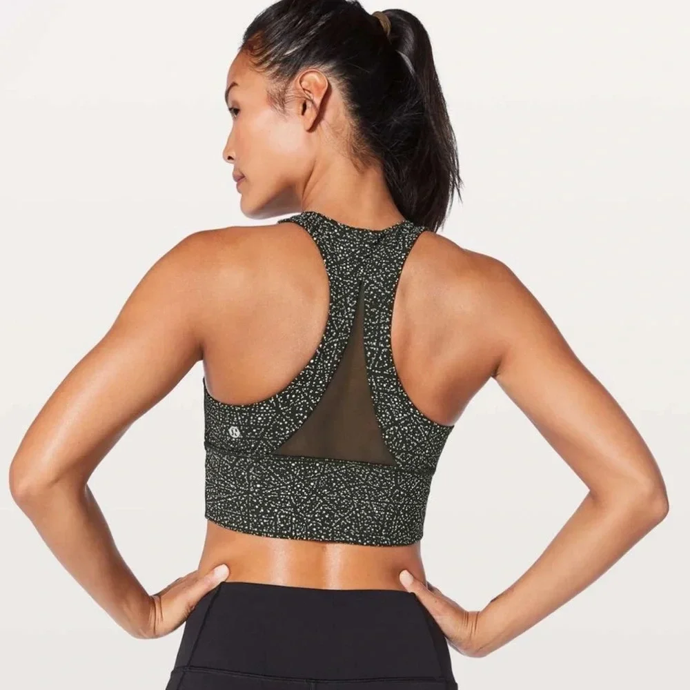 Lululemon Invigorate Bra Long Line Night View White Black / Black